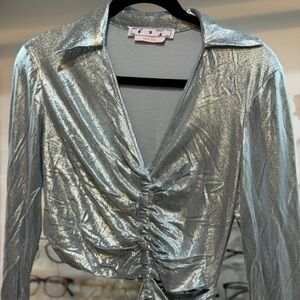 Off-White Shiny Jer Drapped Midi Dress